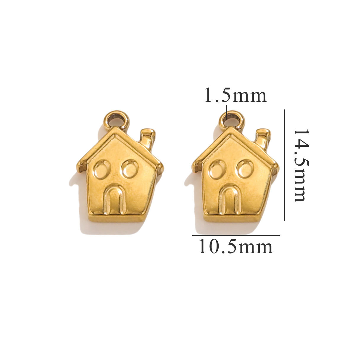 Gold color / 1 Piece Simple Retro Style Cartoon House Shape Stainless Steel  Gold Color Women's Pendant Picture2